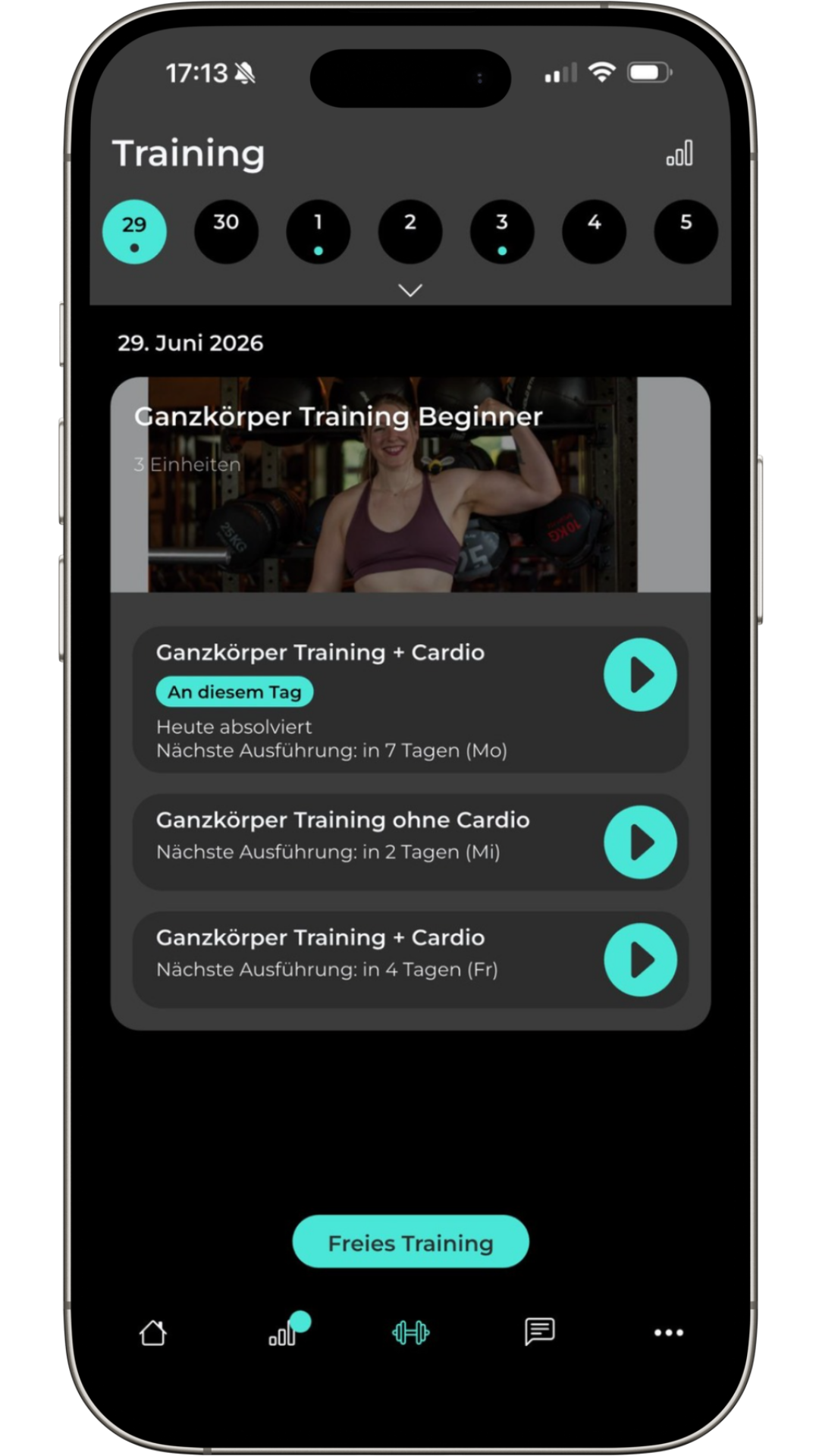 Training App Screen 1